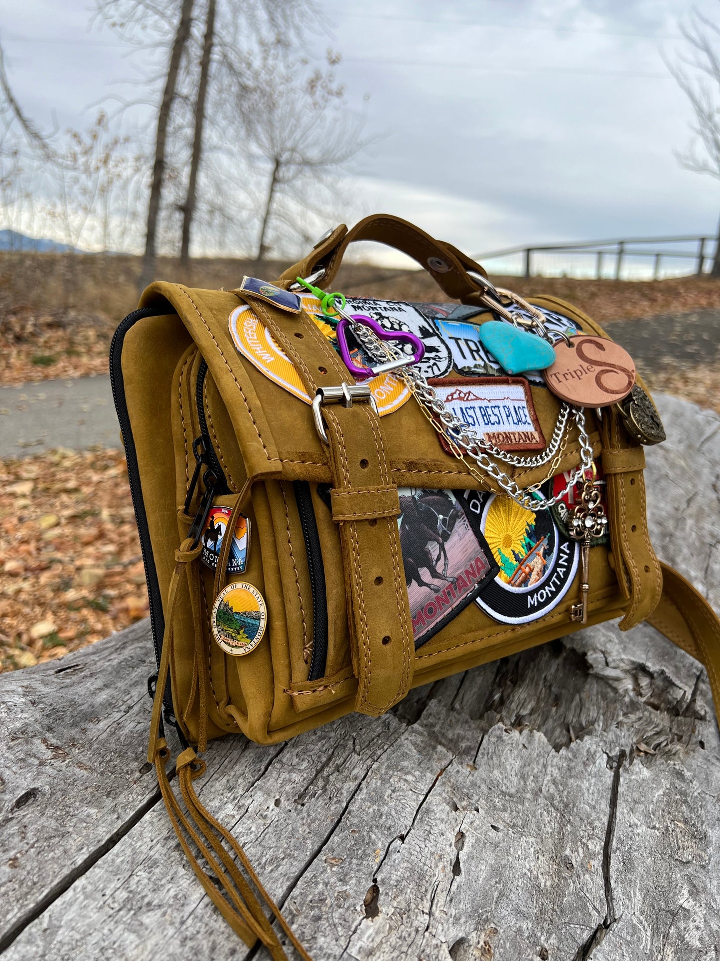 Montana Patch and Pin Leather Carry Concealed Bag Large